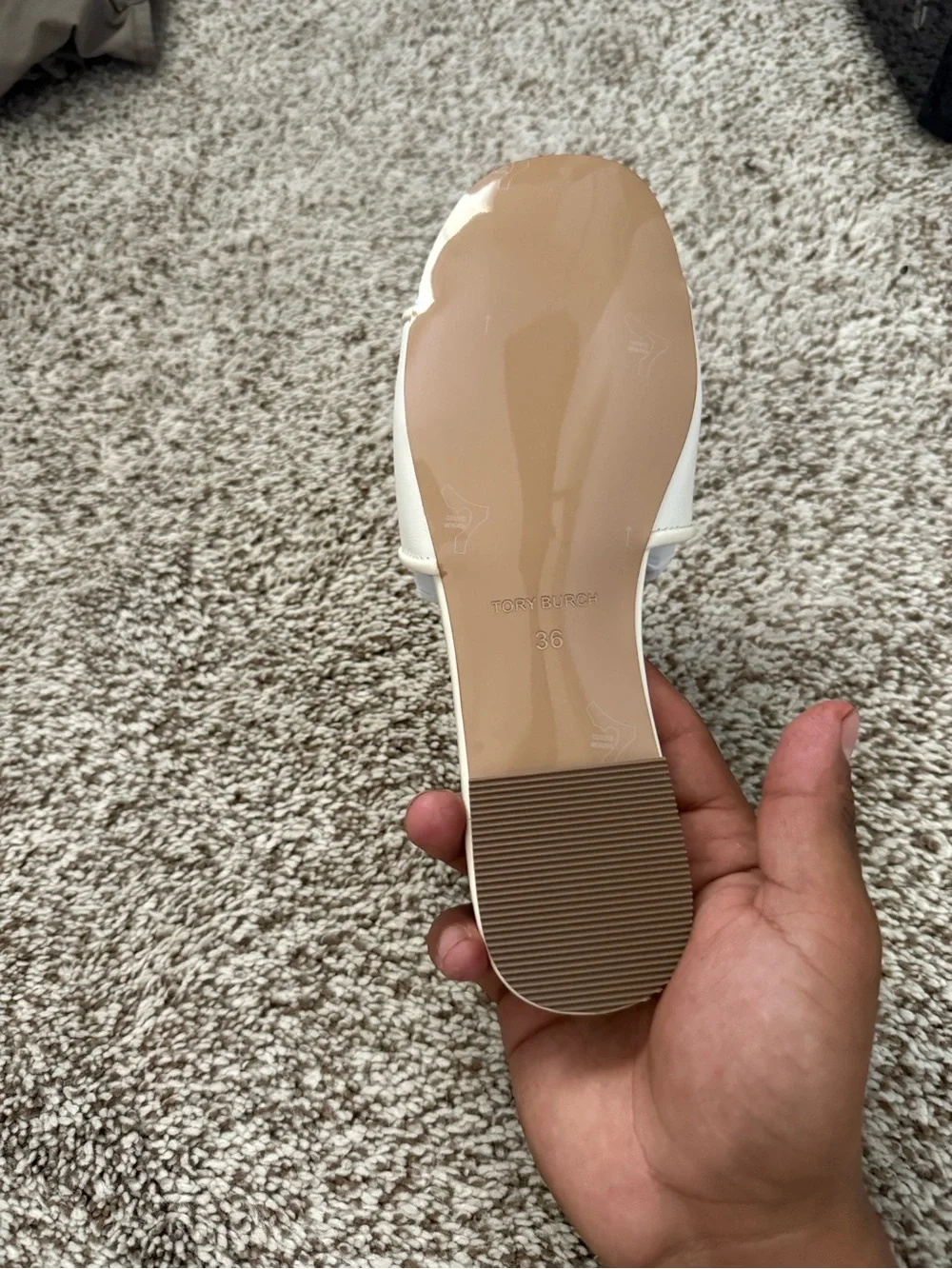 Tory Burch Cream Slide Mule with Gold Logo
